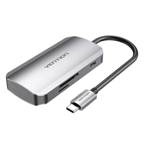 Usb-C To 3x Usb3.0 Docking Station, Sd, Tf, Pd 0.15m Vention Tnhhb, Gray