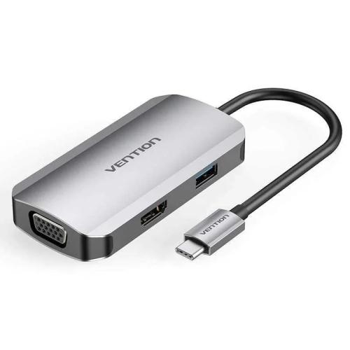 Usb-C Docking Station To Hdmi, Vga, Usb 3.0, Pd 0.15m Vention Toahb, Gray