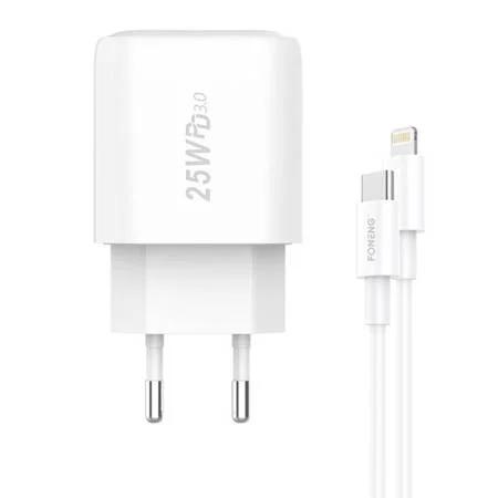 Carregador Rápido Foneng 1x Usb Eu40 + Cabo Usb C para Lightning
