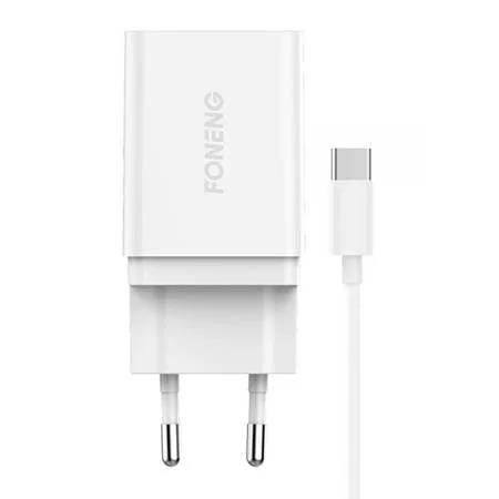 Fast Charger Foneng 1x Usb K300 + Usb To Usb-C Cable