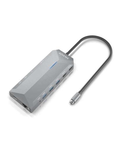 Hub Usb-C "12-Em-1" 2x Hdmi / Rj45 / 3x Usb-A / 2x Usb-C / Audio / Sd / Micro Sd 30cm - Aisens