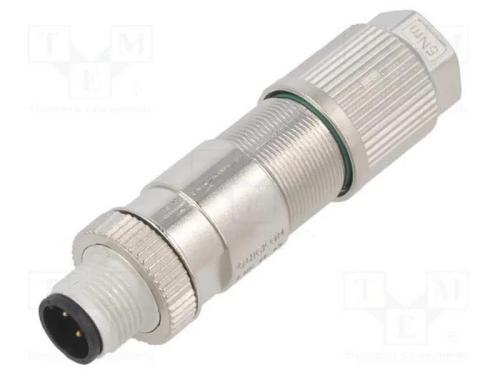 Ficha, M12, Pin: 4, Macho, Código D-Ethernet, com Cabo, Idc, Simples