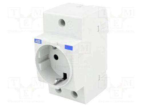 Tomada tipo F, 250VAC, 16A, para trilho DIN