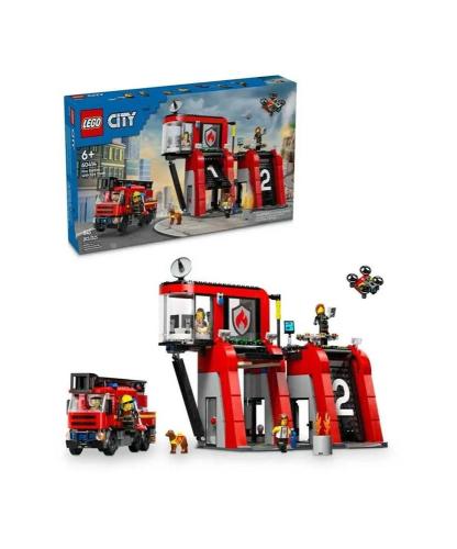 Lego City: Quartel dos Bombeiros com Camião dos Bombeiros | Idades 6+ | 843 Peças | Item 60414