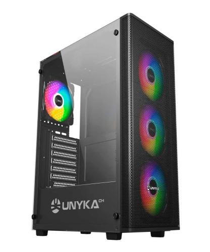 Caixa Atx Unyka Gaming Mir100 Argb Vidro Temperado Preta