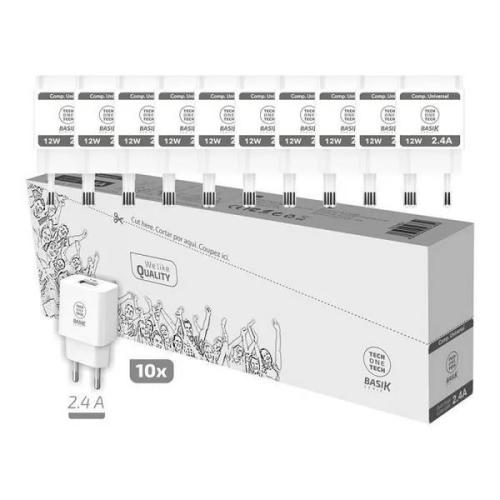 Pack 10 Carregadores de Pared Tech One Tech Basik T.