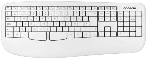 Teclado Phoenix K201 Ergonomico Inalambrico Blanco