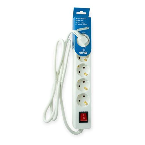 Bloco de Tomadas 6x16a 1.5m com Interruptor Branco