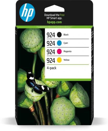 Pack 4x Tinteiros Originais 924 Preto/Cores - Hp