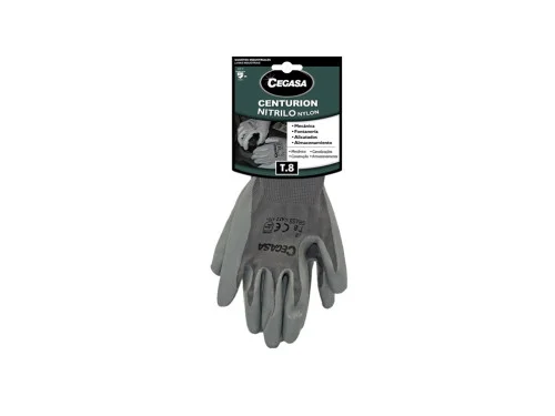 Luva de Trabalho Centurion Nitrilo/Nylon Cinza M