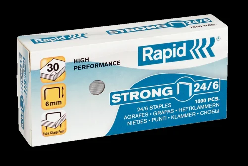 Caixa de 1.000 Grampos Rápidos Fortes 24/6 Mm Galv