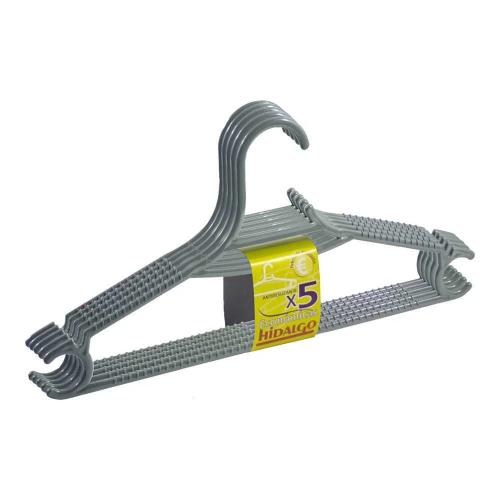 Conjunto de 5 Cabides Econ&oacute;micos Color Cinza Hidalgo