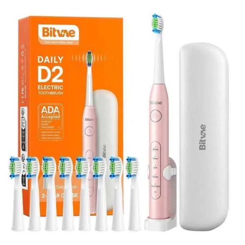Sonic Toothbrush With Tips Set, Holder And Case D2 (Pink)