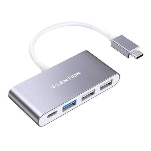Lention 4in1 Hub Usb-C To Usb 3.0 + 2x Usb 2.0 + Usb-C (Gray)
