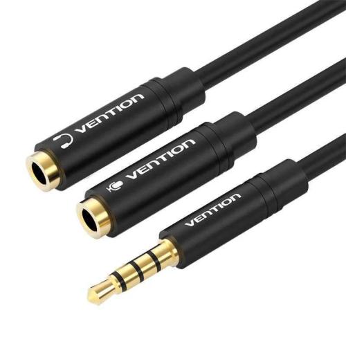 Stereo Splitter 3.5mm Male To Dual 3.5mm Female Vention Bbvby 0.3m (Black)