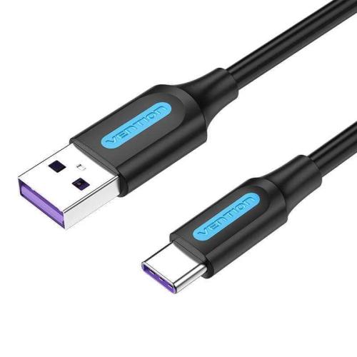 Usb 2.0 a To Usb-C 5a Cable Vention Corbg 1.5m Black Pvc