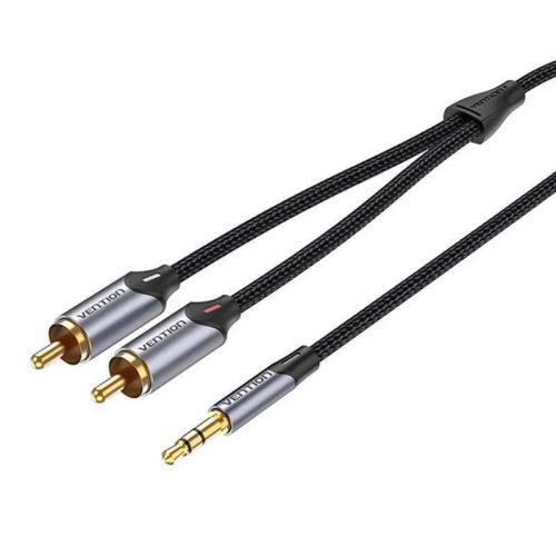 2xrca Cable (Cinch) Jack To 3.5mm Vention Bcnbl 10m (Grey)