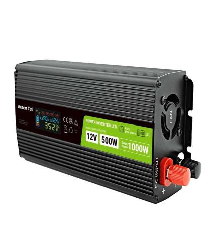 Green Cell PowerInverter LCD 12 V 500W/1000W