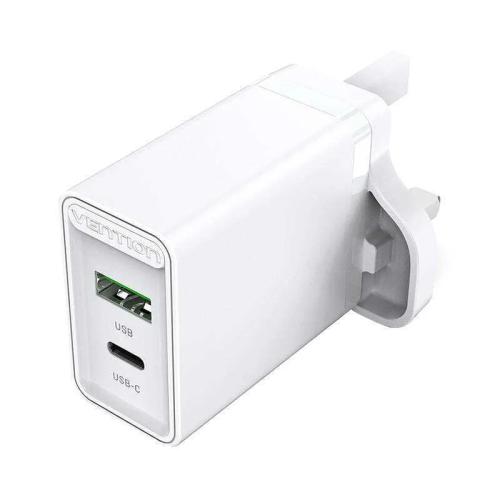 Usb(A+C) Wall Charger Vention Fbbw0-Uk (18w/20w) Uk White