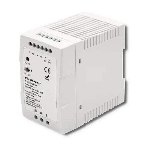 Qoltec 50914 Din Rail Power Supply | 90w | 12v | 7.5a | White | Slim