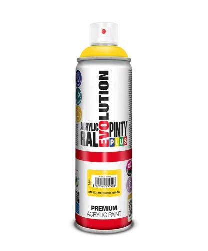 Tinta em spray Pintyplus Evolution RAL 1021 Sunny.