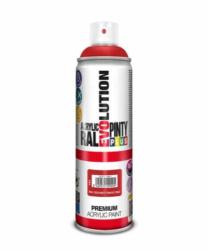 Tinta em Spray Pintyplus Evolution Ral 3020 Traffic Red 400 Ml Mate