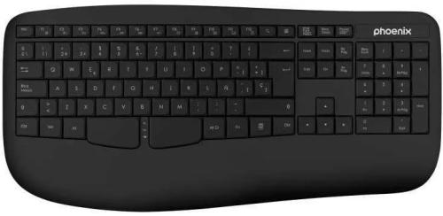 Teclado Phoenix K201 Ergonomico Inalambrico Negro