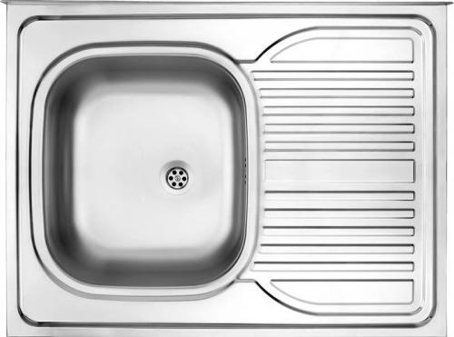 1-Bowl Steel Sink With Drainer On The Right Side - Overlay