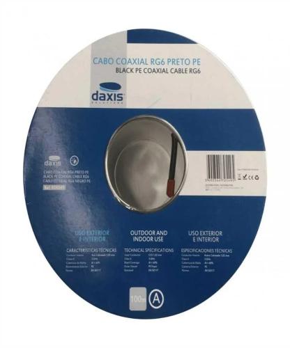 Cabo Coaxial Rg 6 Preto Pe - 100 Mts