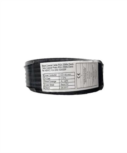 Cabo Coaxial Rg 6 Preto 25 Metros Daxis