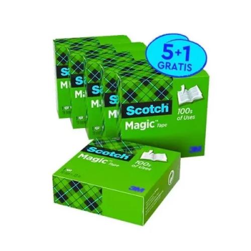 Pack 5+1 Rollos Cinta Invisible 19mm X 33m Magic8.