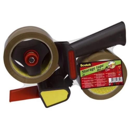 Pack Dispensador Mango Pistola + 2 Rollos Cinta de Embalaje Marrón 50mm X 66m Hv.5066.R2d.B Scoth 71