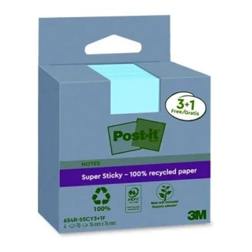 Pack 3+1 Blocs 90 Hojas Notas Recicladas Adhesiva.