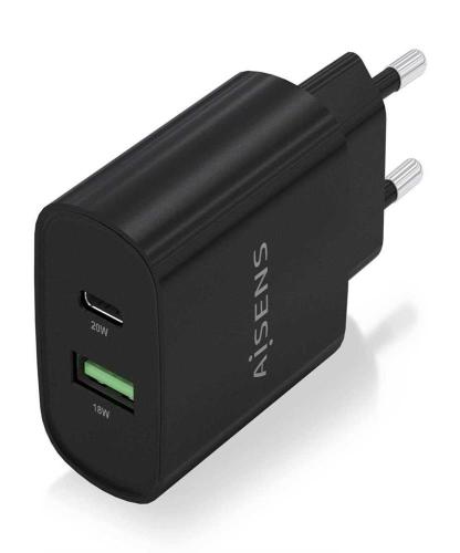 Cargador de Pared Aisens A110-0755/ 1xusb Tipo-C/ 1xusb/ 20w