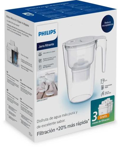 Jarro de água PHILIPS 2,6l e pacote de filtros 3L