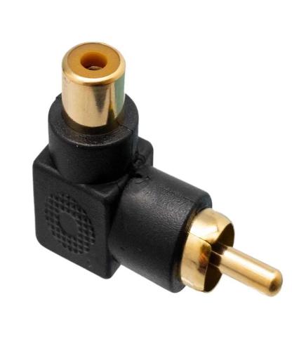 Adaptador Rca Macho-Hembra Acodado, Color Preto
