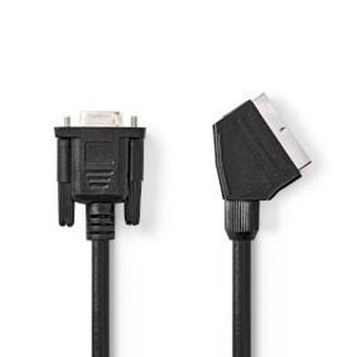 Cable Scart | Scart Macho | Vga Hembra | Niquelado | 480p | 2.00 M | Redondo | Pvc | Negro | Sobre