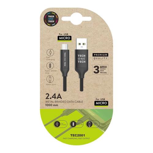 Cabo Preto Braided Nylon (Usb-A a Micro Usb) 1m 2.