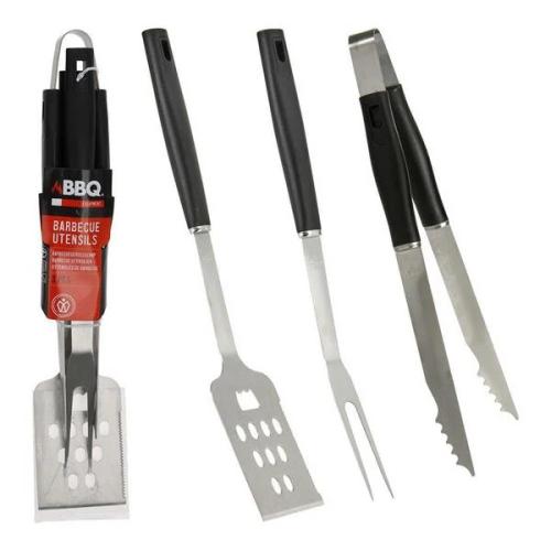 Kit Utensílios para Churrasco 3 Peças Cor Preto