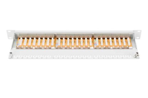19'' 24x Rj45 Patch Panel Lsa Level Cat6 Shielded 1u Black Cable Guide Lettering Fields