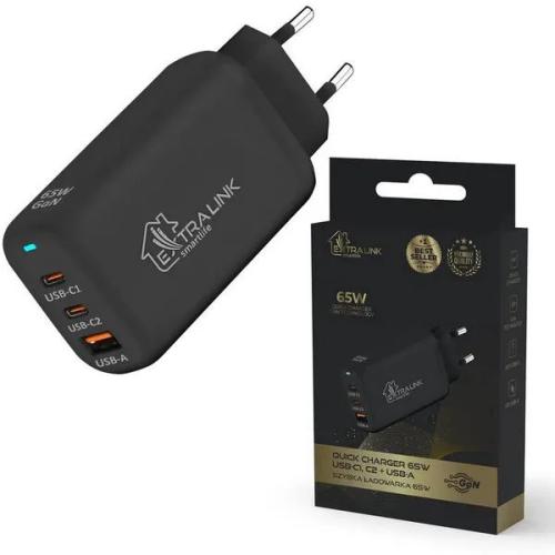 Extralink Smart Life Fast Charger 65w Gan | Charger | 2x Usb-C Usb-A Charesl02