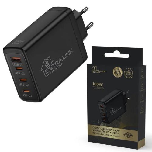 Extralink Smart Life Fast Charger 100w Gan | Charger | 3x Usb-C Usb-A Charesl01