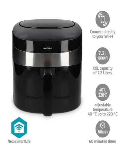 Freidora de Aire Caliente Smartlife Wi-Fi 7,2 L.