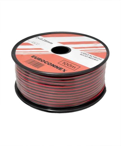 Cable de Altavoz Paralelo Bicolor Rojo/Negro 2x0.25mm² Cca, Rollo de 100m