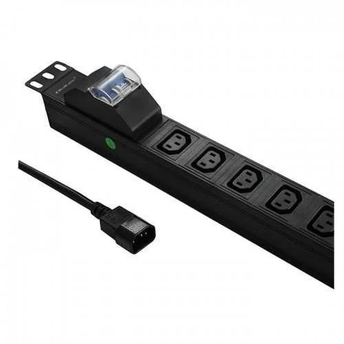 Qoltec Power Strip Pdu Anti-Overload For 19  Rack | 1u | 10a | 8xiec C13 | C16 Fuse | 2m