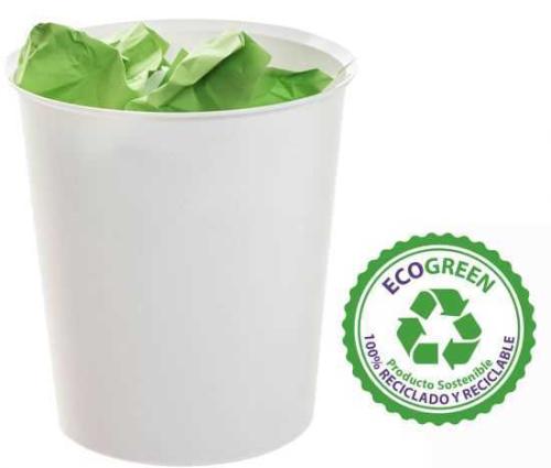 Papelera 18 Litros Polipropileno 100% Reciclado Y Reciclable 290 X 310 Mm Blanco Archivo 2000 2001 B