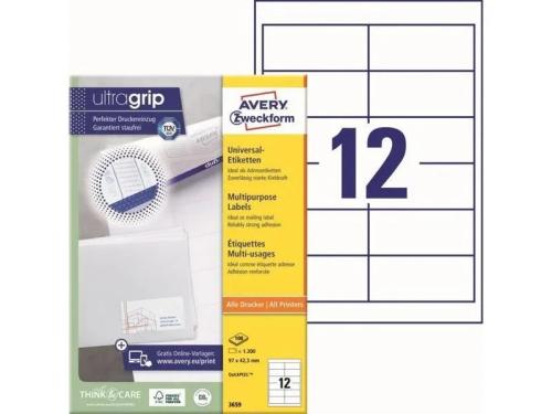 Etiquetas Avery C 100f Ilc Fsc 97x42 3mm 3659