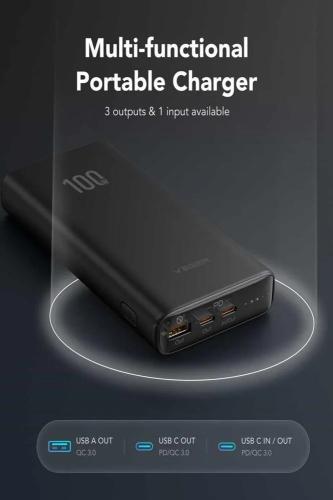 Veger T100 Power Bank Ião-Lítio 20000 Mah Preto