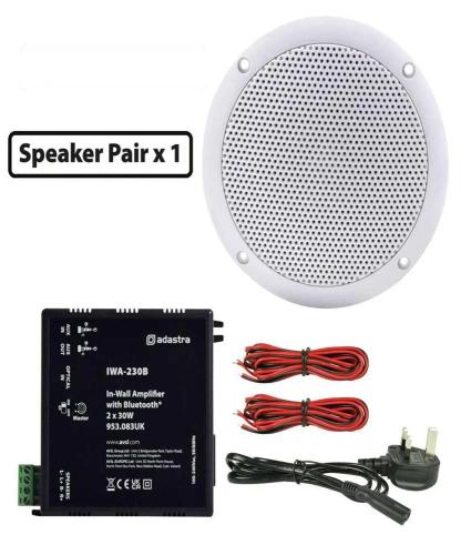 2 X 5" White Ip35 Ceiling Speakers & Iwa230b Bluetooth Amp
