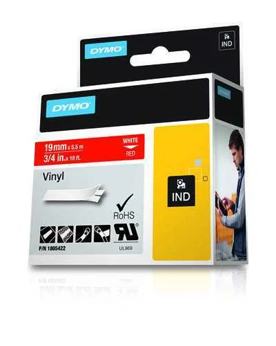 Dymo Schriftband Vinyl White Red (1805422)
